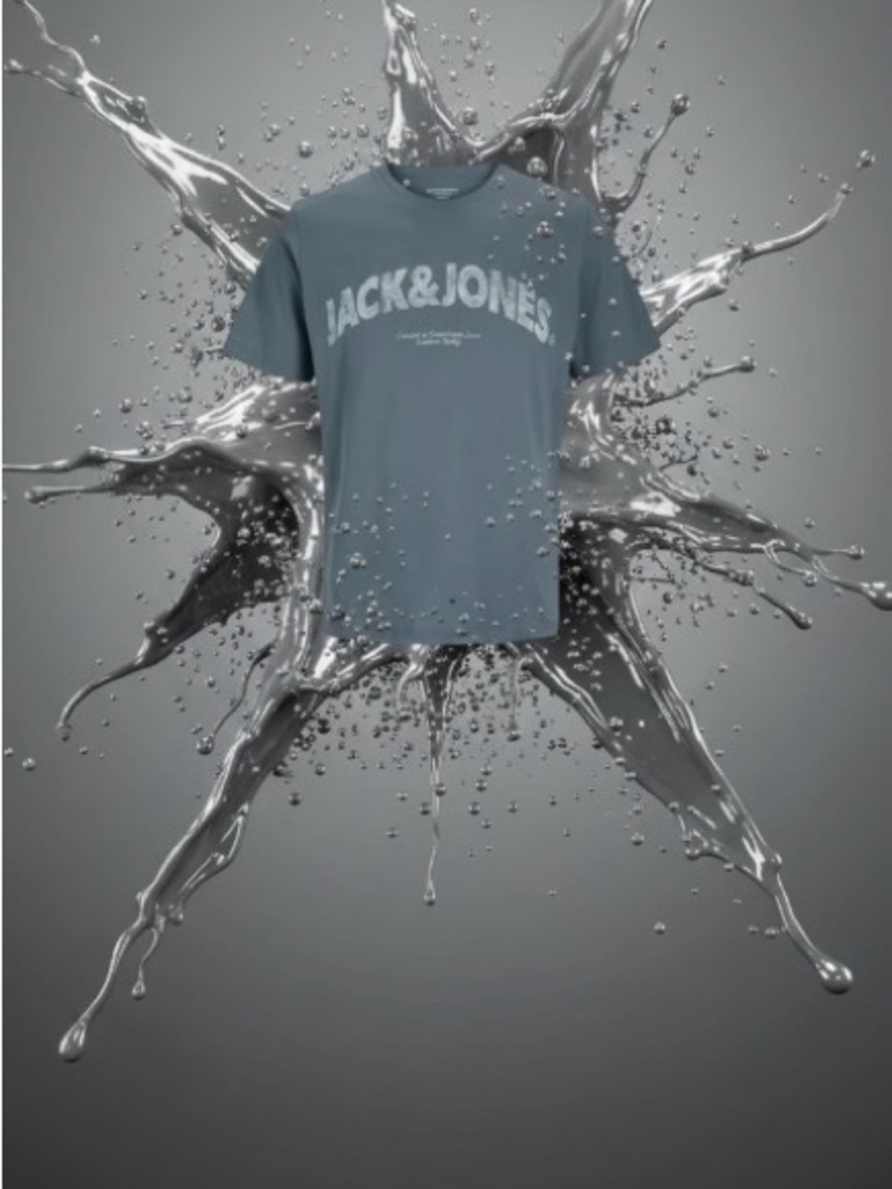 Jack & Jones Slate Blue Logo Crewneck Tee